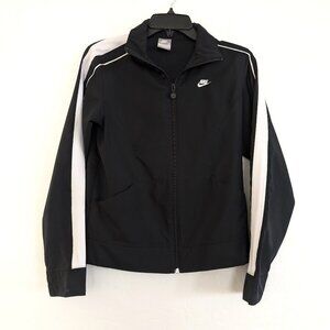 NIKE Track Jacket Women's S Black Full Zip Logo‎ Pockets Long Sleeve Athleisure